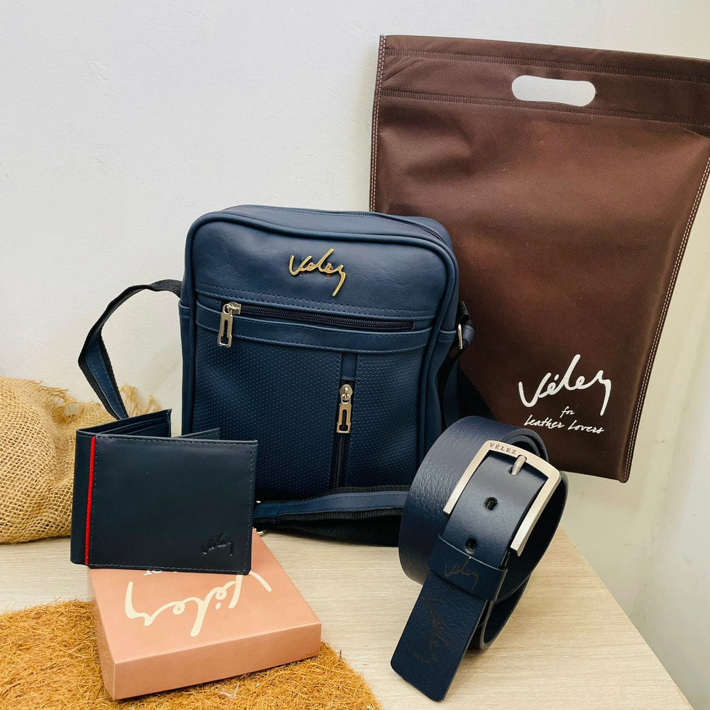 Set Masculino de Cuero de Lujo – Bolso, Billetera y Correa